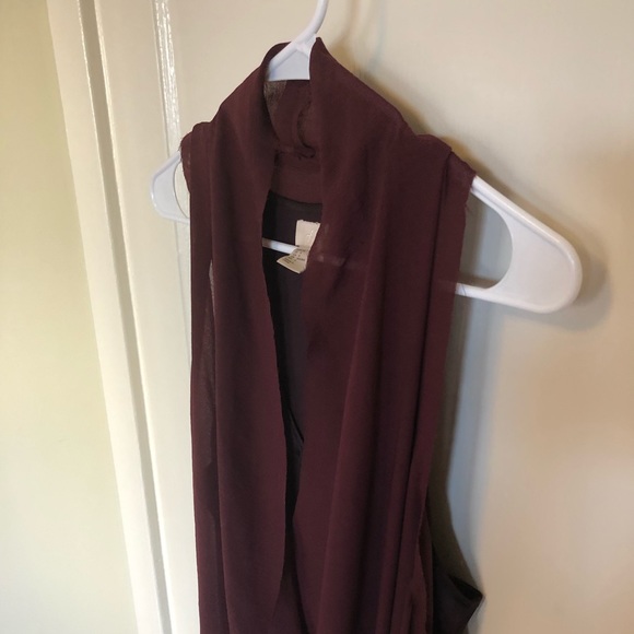 H&M Burgundy, Chiffon Racerback Dress with Slip - Picture 3 of 5